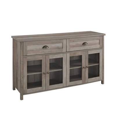 Millia Transitional Farmhouse 4 Door Sideboard With Glass Panels - Saracina Home 12 Millia Transitional Farmhouse 4 Door Sideboard With Glass Panels - Saracina Home - Image 10