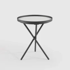 Modern Minimalist Intersecting Tripod Leg Side Table Black/Faux White Marble - Saracina Home -Saracina Home GUEST 9c63270b 2b0f 47bd 80c6 5ee6ffc4f68d