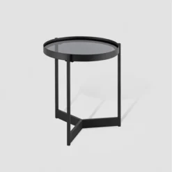 Modern Minimalist Tray Top Round Glass Side Table Black - Saracina Home -Saracina Home GUEST 9c9c5e1e a4df 40d2 80e4 2e6a23e7f8c3