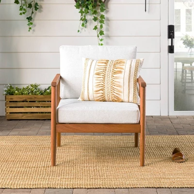 Saracina Home Modern Boho Eucalyptus Outdoor Spindle Arm Chair With Cushions 4 Saracina Home Modern Boho Eucalyptus Outdoor Spindle Arm Chair With Cushions - Image 2