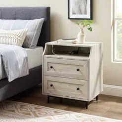 Transitional 2 Drawer Nightstand With USB Port - Saracina Home -Saracina Home GUEST a0442379 71fe 4ddb 9713 9cd9baec327f