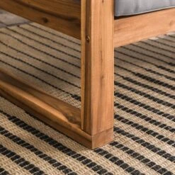 Galia Square Leg Acacia Wood Patio Loveseat With Cushions - Brown - Saracina Home -Saracina Home GUEST a11ad9be a64c 44ca a46e a671dce41fbe