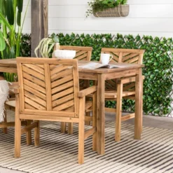 5pc Slatted Chevron Acacia Wood Patio Dining Set - Saracina Home 26 5pc Slatted Chevron Acacia Wood Patio Dining Set - Saracina Home -Saracina Home GUEST a256c116 4b4a 49d2 b52f 9bccdb37bd39