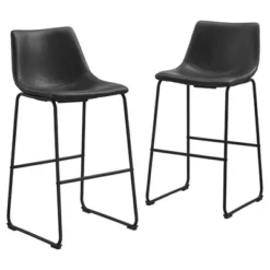 Set Of 2 Laslo Modern Upholstered Faux Leather Barstools - Saracina Home -Saracina Home GUEST a4add1a4 bb2f 4cbe ae20 d66ff887ef75
