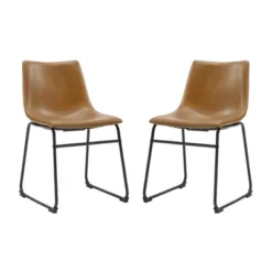 Set Of 2 Laslo Modern Upholstered Faux Leather Dining Chairs - Saracina Home -Saracina Home GUEST a575f745 32e2 4880 af78 c97be1dbada8