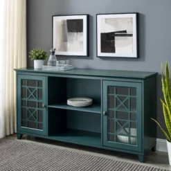 Bayland Transitional Double Fretwork Door Sideboard Antique Dark Teal - Saracina Home -Saracina Home GUEST a7a4137b fa9d 4635 ab03 e900a440d49d