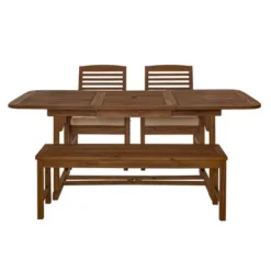 Ravenscroft 4pc Extendable Acacia Wood Outdoor Dining Set - Saracina Home -Saracina Home GUEST aceba1fb ced7 4574 a6c3 679b568def71