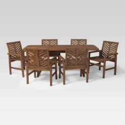 7pc Slatted Extendable Acacia Wood Patio Dining Set - Saracina Home -Saracina Home GUEST af3b4108 df08 45b7 88eb 26f3deef3243