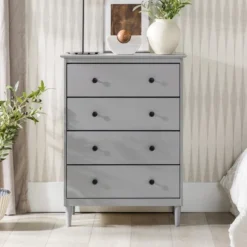 Stiva Classic Mid-Century Modern Vertical 4 Drawer Dresser Gray - Saracina Home -Saracina Home GUEST b17e12e6 10b7 4997 9975 99310ea2dd7e