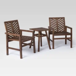 3pc Slatted Chevron Acacia Wood Patio Chat Set - Saracina Home -Saracina Home GUEST b555b5d1 1adb 44dc 89cc de438e14488a