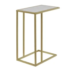 23" Modern Rectangle Two-Tone C Side Table With Metal Base - Saracina Home -Saracina Home GUEST b65b9434 3351 4d65 bc48 b2c7d25596f8