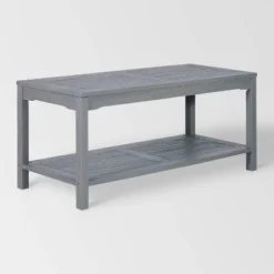 Ravenscroft Modern Boho Acacia Wood Slatted Outdoor Coffee Table With Lower Shelf - Saracina Home -Saracina Home GUEST b82362d2 34f0 4dc8 b530 c4b76868ed3f