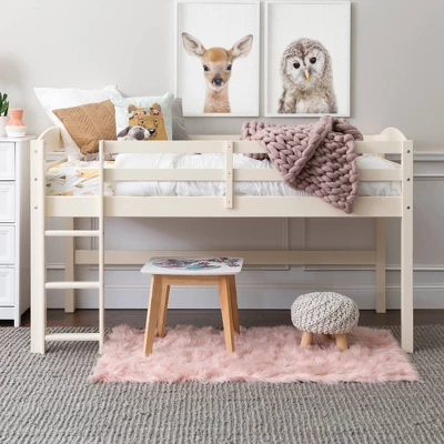Twin Solid Pine Wood Low Loft Bed White - Saracina Home 3 Twin Solid Pine Wood Low Loft Bed White - Saracina Home
