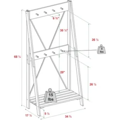68" Solid Wood X Back Angled Hall Tree White Wash - Saracina Home -Saracina Home GUEST bb29985f ab49 4989 acce 133d6ff43ac2