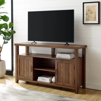 Modern Farmhouse Highboy Double Grooved Door TV Stand For TVs Up To 65" - Saracina Home 3 Modern Farmhouse Highboy Double Grooved Door TV Stand For TVs Up To 65" - Saracina Home