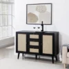 Modern Boho Wood And Rattan Storage Sideboard Black - Saracina Home -Saracina Home GUEST c02d3c9b a035 4c35 b44f 3c436b8ade4a