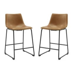 Set Of 2 Laslo Modern Upholstered Faux Leather Counter Height Barstools - Saracina Home -Saracina Home GUEST c0833993 a0ed 4742 aa20 2fd087a77c98