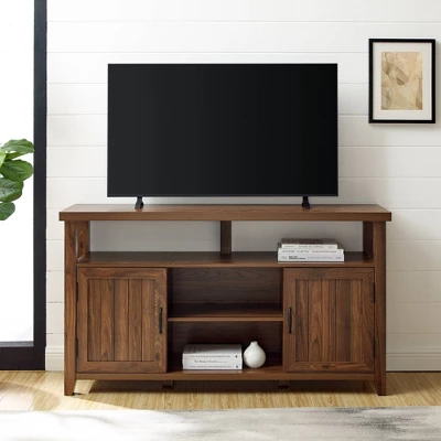 Modern Farmhouse Highboy Double Grooved Door TV Stand For TVs Up To 65" - Saracina Home 5 Modern Farmhouse Highboy Double Grooved Door TV Stand For TVs Up To 65" - Saracina Home - Image 3