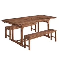 Ravenscroft 3pc Modern Boho Acacia Wood Slat Top Outdoor Dining Set - Saracina Home -Saracina Home GUEST c6e42648 bb8b 4360 a33e 0e6b93726692