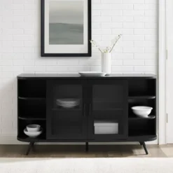 Mid-Century Modern Glass Double Door Curved Sideboard - Saracina Home -Saracina Home GUEST ccca2787 3517 4648 845b 2937e6e14a4a