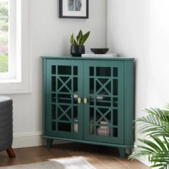2 Door Corner Accent Cabinet With Fretwork Doors - Saracina Home -Saracina Home GUEST cfceebbb fbd4 44ae b375 5b6a98a22a32