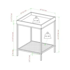 Rosalyn Urban Industrial Glam Square Tray Side Table With Metal Mesh Shelf Gray Wash - Saracina Home -Saracina Home GUEST d173d01f 5483 4990 9728 2f1962055612