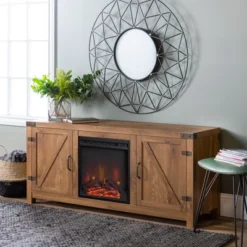 Clarabelle Double Door Farmhouse Electric Fireplace TV Stand For TVs Up To 65" - Saracina Home -Saracina Home GUEST d5307b38 aecc 454c 88b0 425f92ab066f