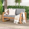 Galia Square Leg Acacia Wood Patio Loveseat With Cushions - Brown - Saracina Home -Saracina Home GUEST d76b97fd f67e 4828 8e8d f8dbdf8052af