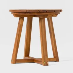 Saracina Home Modern Slatted Round Acacia Accent Table -Saracina Home GUEST de3d732c 9089 4af5 ba4e 771d7a17a81e