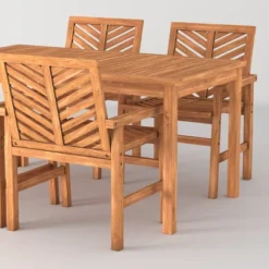 5pc Slatted Chevron Acacia Wood Patio Dining Set - Saracina Home 27 5pc Slatted Chevron Acacia Wood Patio Dining Set - Saracina Home -Saracina Home GUEST df078156 8244 4740 a999 152151ba0247