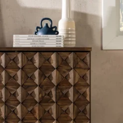 58" Modern Boho Solid Pine Wood Closed Storage Sideboard Brown - Saracina Home -Saracina Home GUEST e3b60f82 376f 4a36 b4e7 47a16e678d43