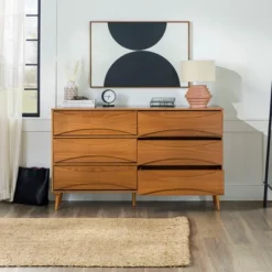 Mid-Century Modern Contoured 6 Drawer Dresser - Saracina Home -Saracina Home GUEST e3d278c0 2027 4917 98d0 1a8a534d229b