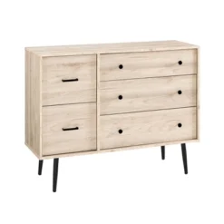 Ivora Lifted Mid-Century Modern Asymmetrical 5 Drawer Dresser - Saracina Home -Saracina Home GUEST e455e771 4a91 4524 9838 7cacaaf7a6be