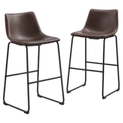 Set Of 2 Laslo Modern Upholstered Faux Leather Barstools - Saracina Home -Saracina Home GUEST f3832c91 22cd 4a53 ae8b 5976ad6a7e26