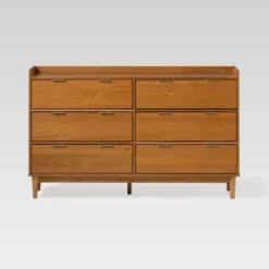 Mid-Century Modern Solid Wood 6 Drawer Double Dresser - Saracina Home -Saracina Home GUEST f40a606f 0c8e 43a8 b20e 6173eadd8c07