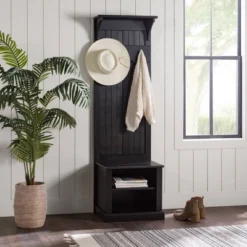 Waylon Rustic Farmhouse Solid Wood Tall Hall Tree - Saracina Home -Saracina Home GUEST fa95a34f dc11 450d 9b51 26e0edd461ff