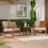 Saracina Home 3pc Modern Slat-Back Acacia Outdoor Conversation Set With Cushions -Saracina Home GUEST ff43bf54 5c8e 4ce6 8b54 e6fa383520d6